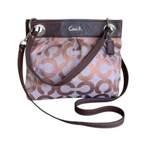 Coach Ashley Op Art Hippie Signature C Crossbody Shoulder Bag Pink Brown Y2K